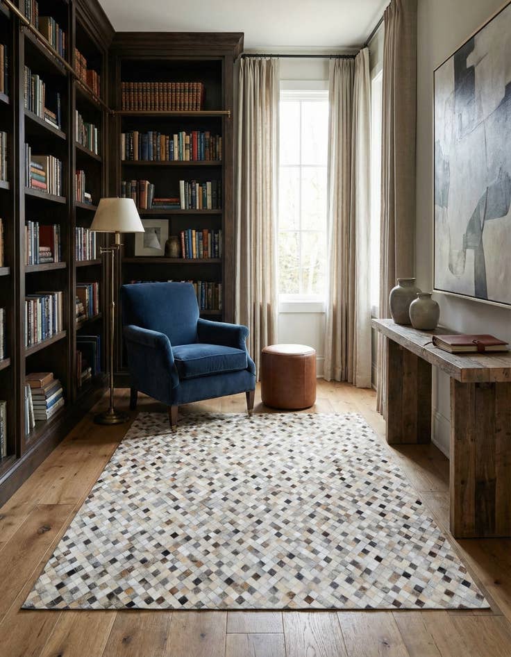 Detail image of 6' 8 x 9' 9 Cowhide Stocks Rug