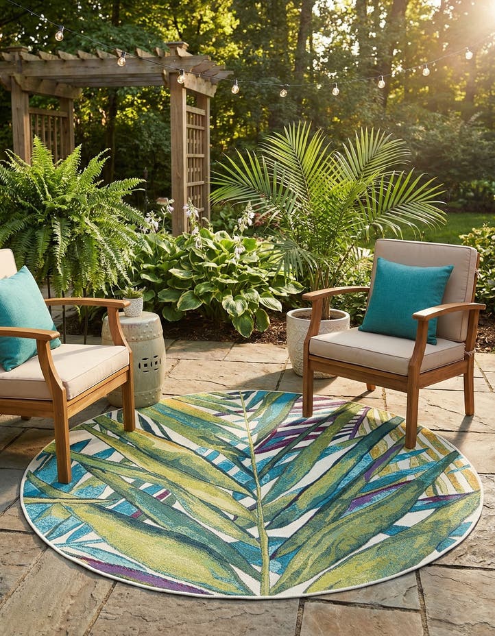 5' x 5' Easy-Clean Botanical Indoor / Outd...