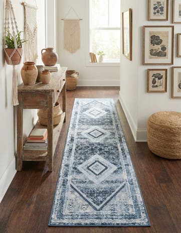 Navy Blue Kamala Washable Runner Rug