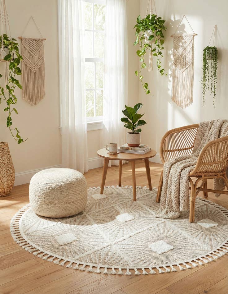 Detail image of  5' 3 x 5' 3 Boho Round Rug