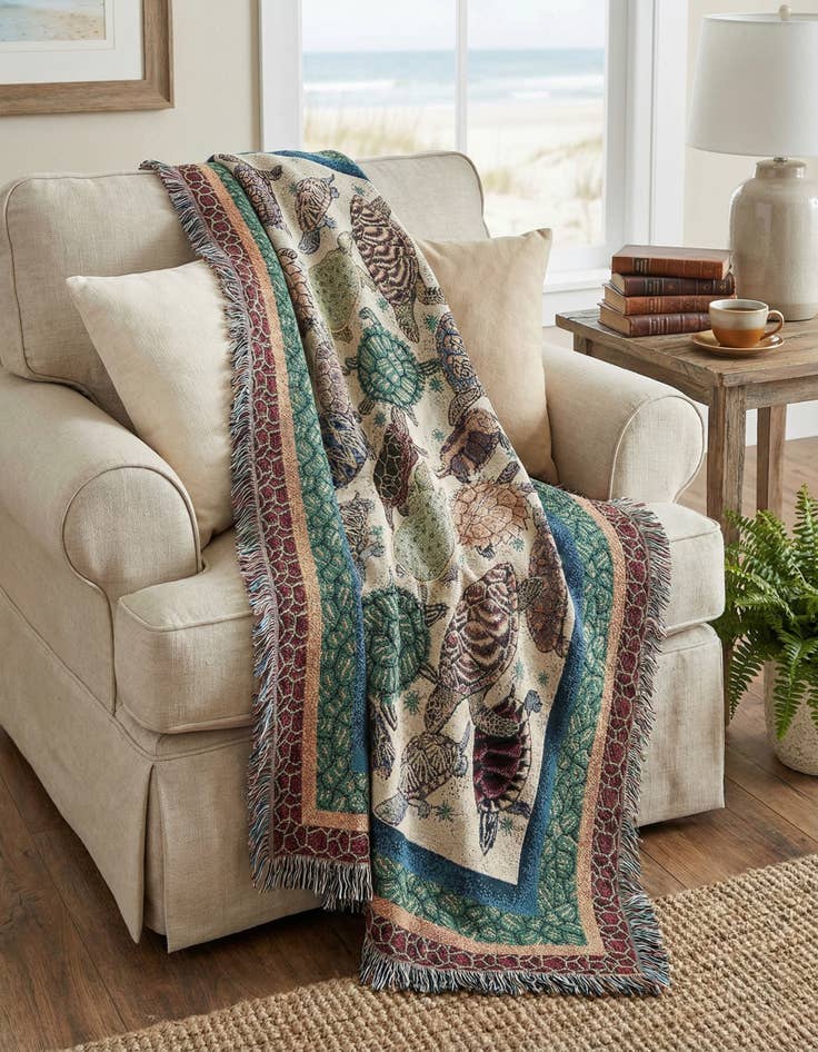 Detail image of 4' 6 x 6' Turtles Throw Blanket