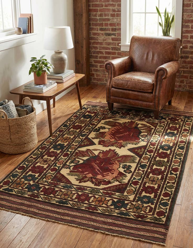 Detail image of  3' 9 x 6' 4  Hand Knotted Sumak Wool Rug