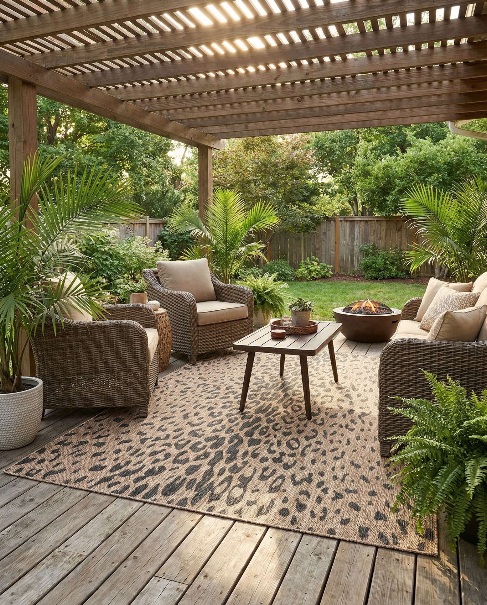 5' 3 x 7' Easy-Clean Safari Indoor / Outdoor Rug