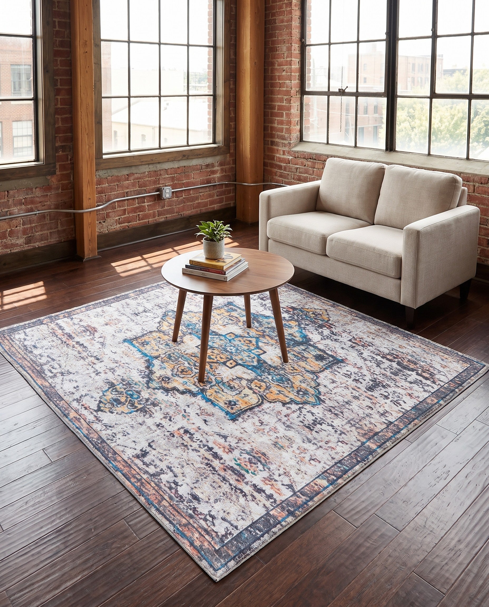 5' 3 x 5' 3 Washable Renaissance Square Rug