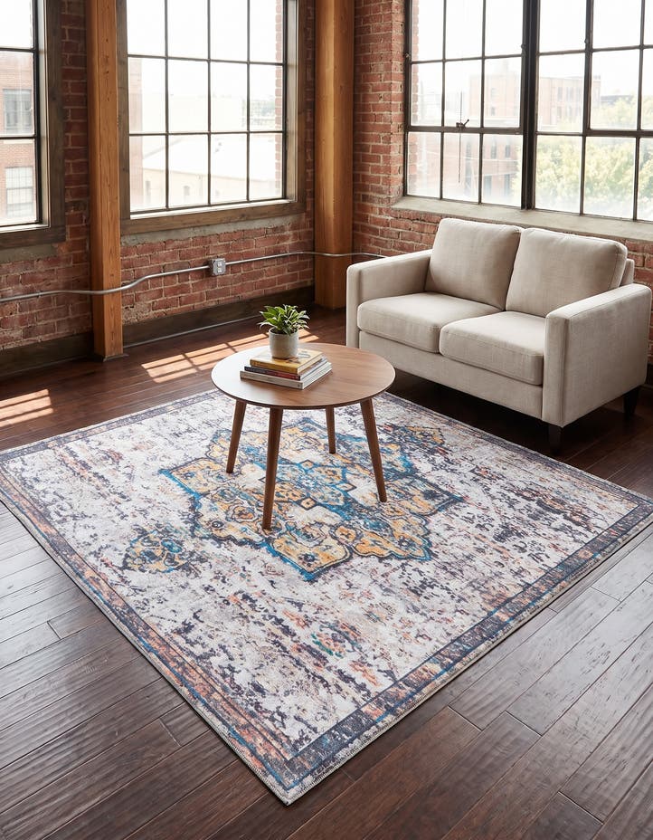 5' 3 x 5' 3 Washable Francesca Square Rug