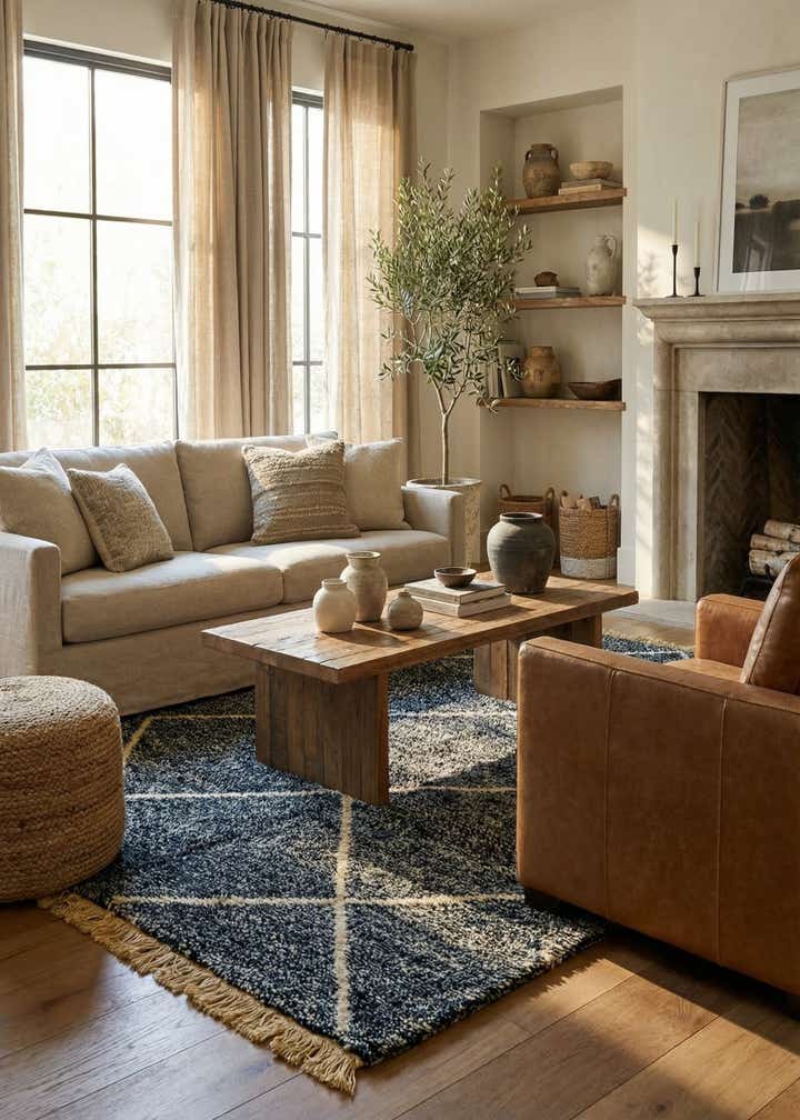 6' 7 x 9' 6 Hand Knotted Moroccan Wool Rug