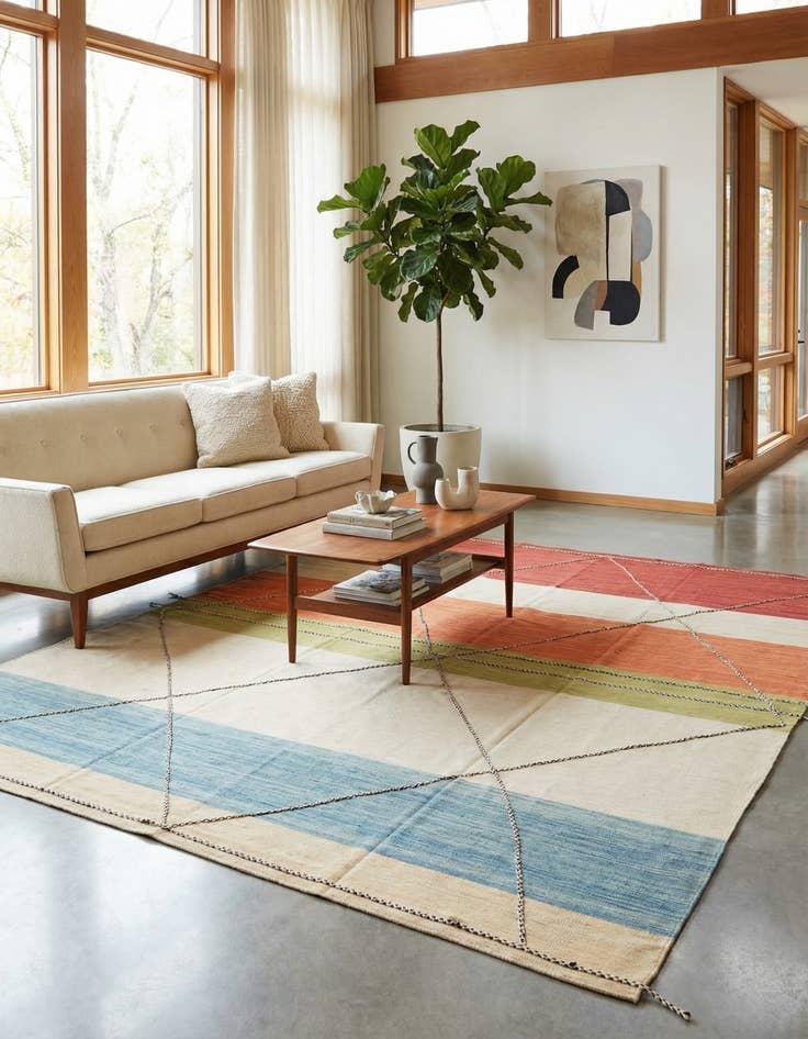 Detail image of  10' x 12' 9  Hand Woven Kilim Modern Wool Rug