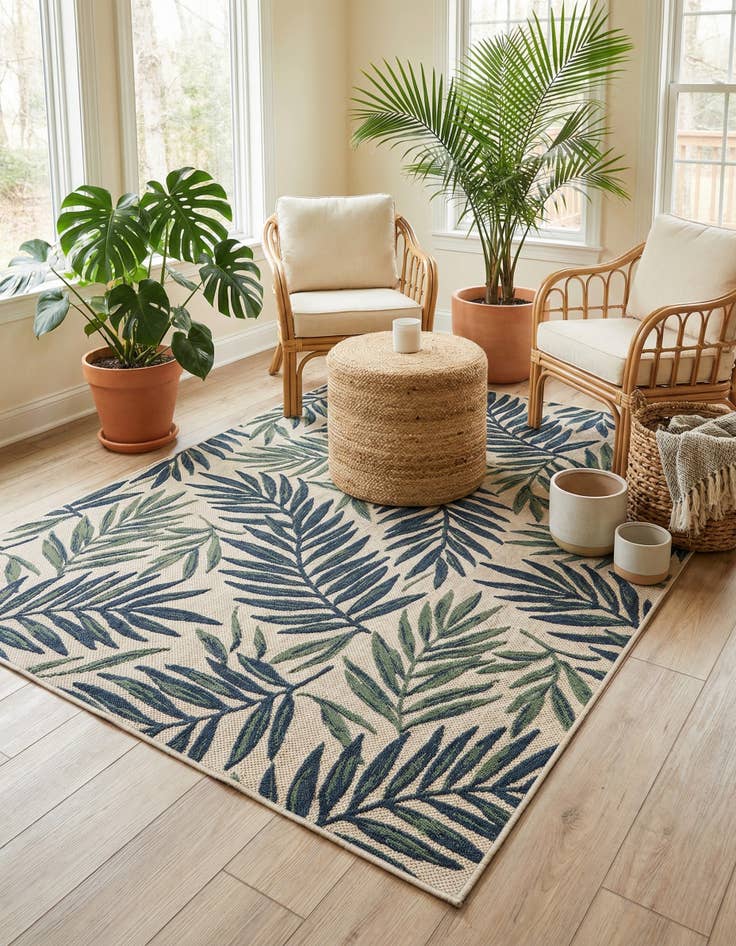 Detail image of 7' 10 x 7' 10  Washable Baja Indoor / Outdoor Square Rug