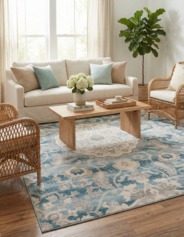 Detail image of 4' 10 x 8' Aqua Rug