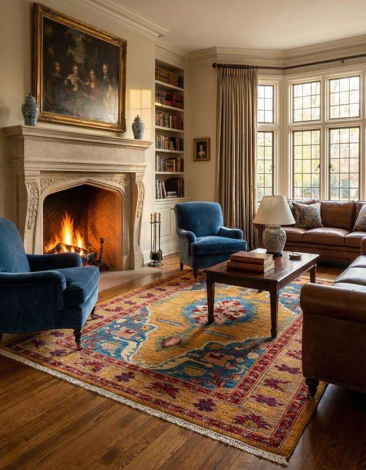 Detail image of 5' 1 x 7' 3  Hand Knotted Ziegler Wool Rug