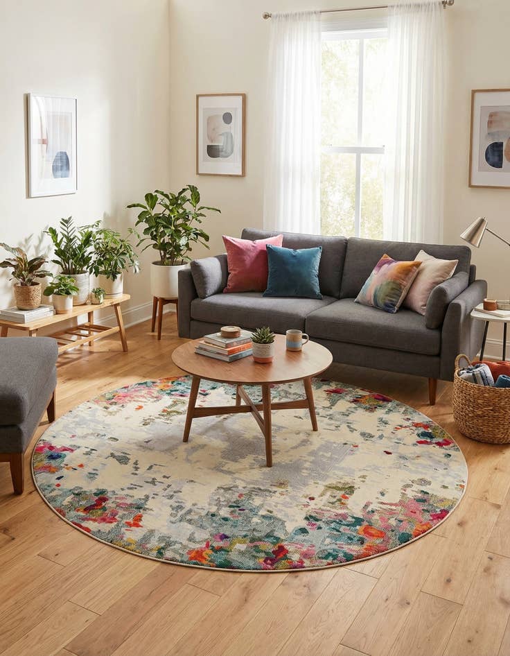 Detail image of 8' x 8'  Washable Spectrum Round Rug