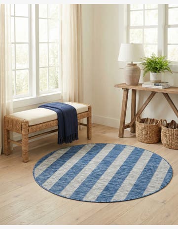 4' x 4' Easy-Clean Ribbon Indoor / Outdoor Round Rug