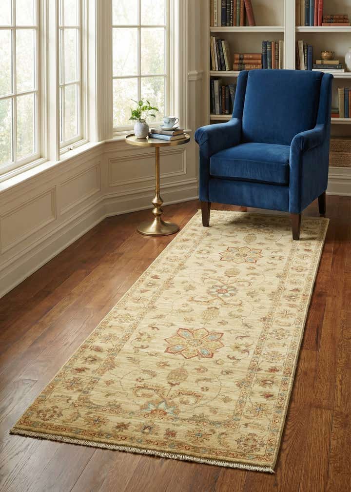 2' 6 x 6' 8 Hand Knotted Peshawar Ziegler Runner Rug