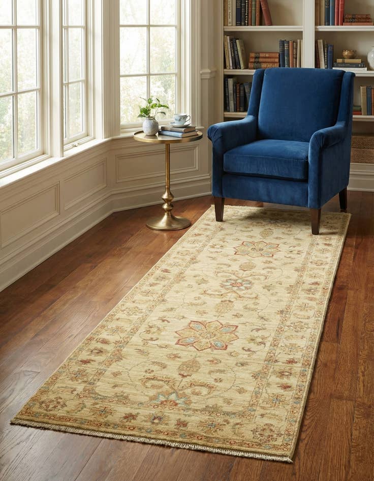 Detail image of 2' 6 x 6' 8  Hand Knotted Peshawar Ziegler Runner Rug