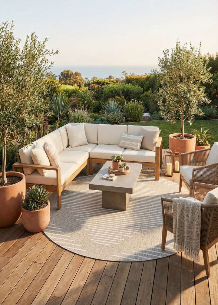 10' x 10' Easy-Clean Modern Indoor / Outdoor Round Rug