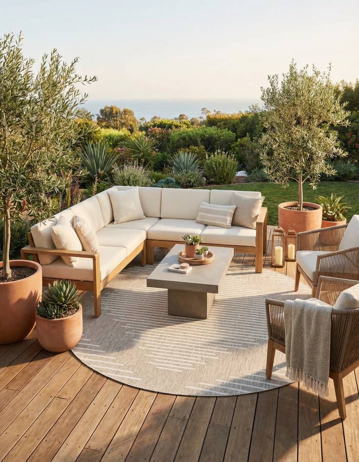 Detail image of 10' x 10'  Washable Modern Indoor / Outdoor Round Rug