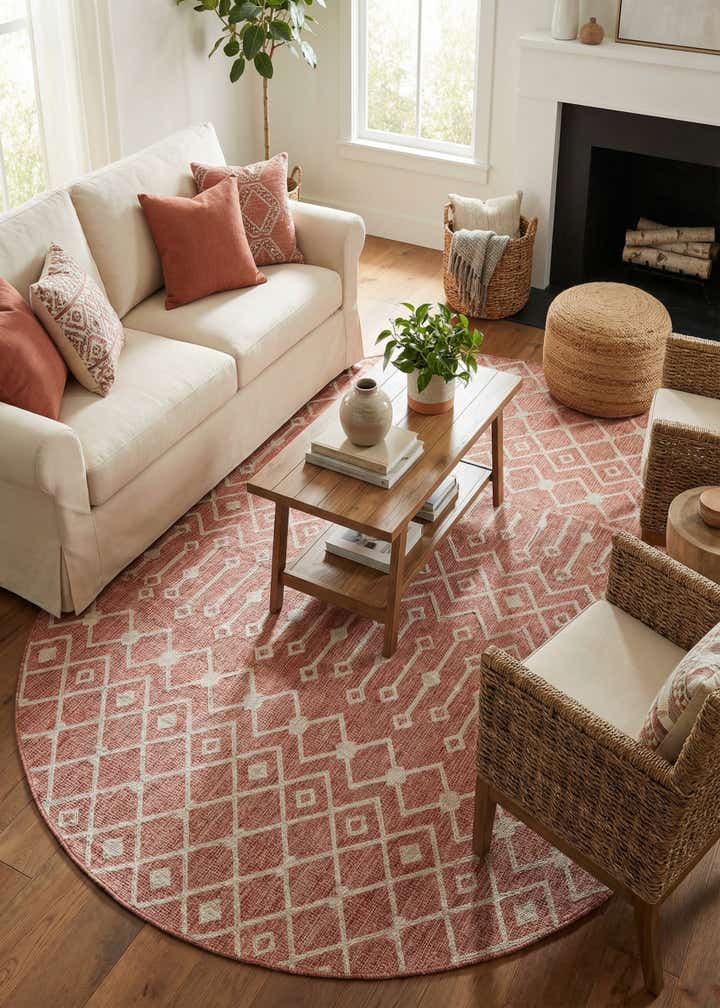 7' 10 x 10' Easy-Clean Trellis Indoor / Outdoor Oval Rug