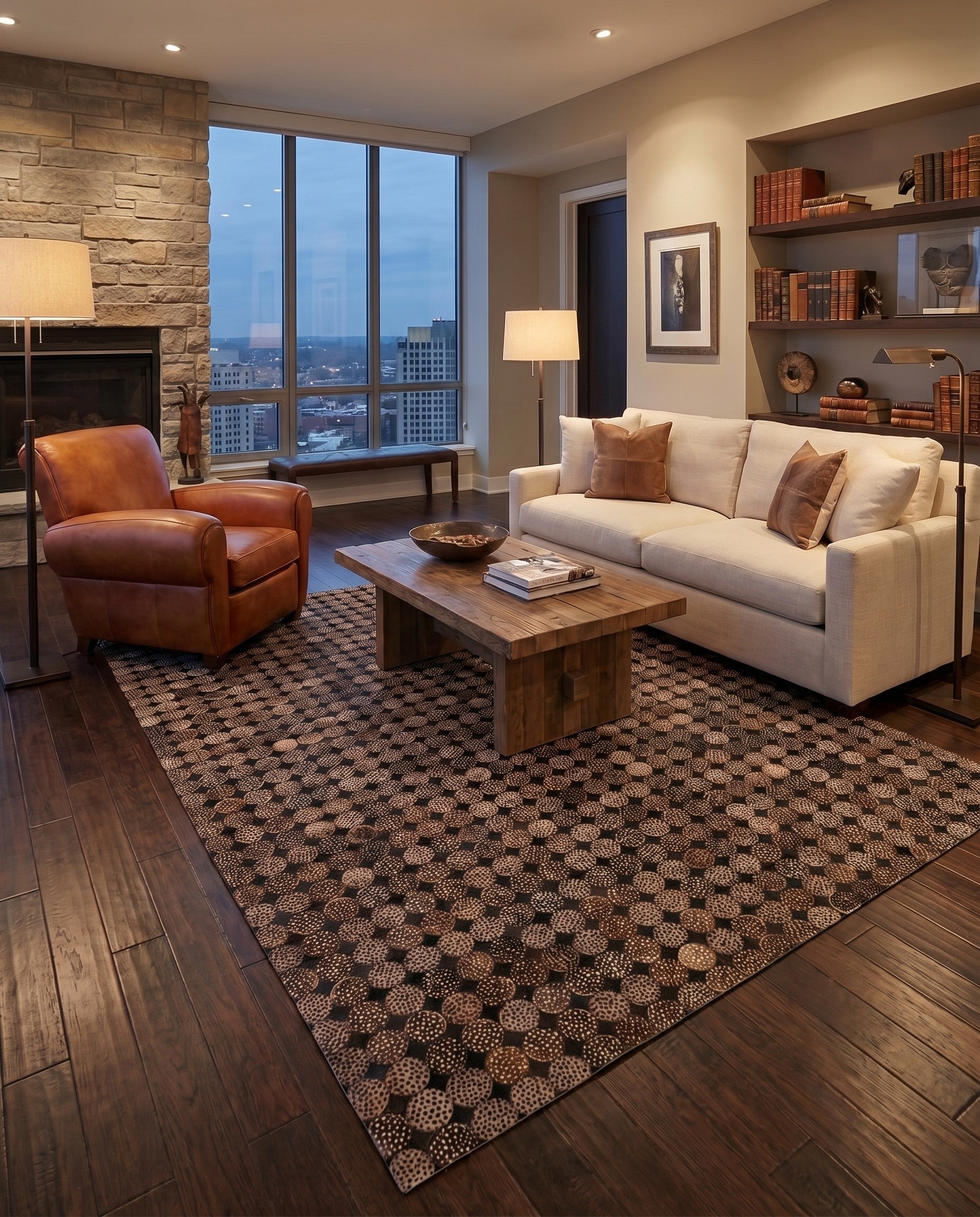 5' 2 x 7' 6 Cowhide Rug