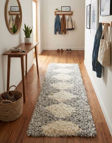 Pearl and Gray Infinity Shag Runner Rug