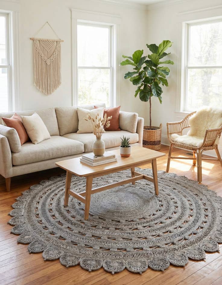 Detail image of  7' 10 x 7' 10  Hand Braided Jute Round Rug