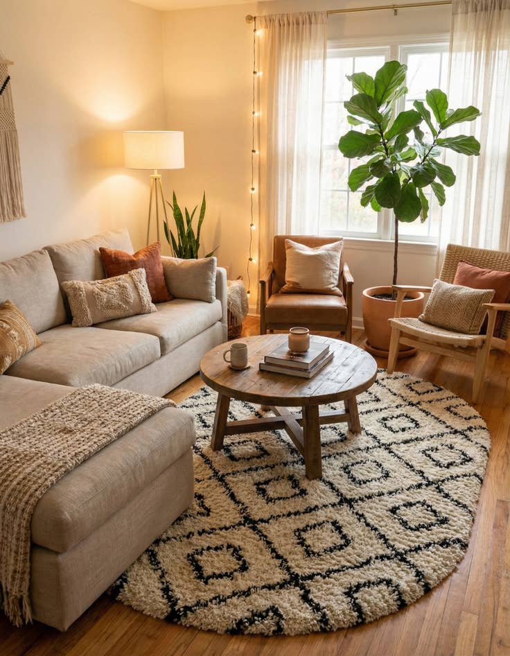 Detail image of  4' x 6' Lattice Shag Oval Rug