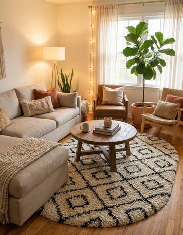 4' x 6' Lattice Shag Oval Rug