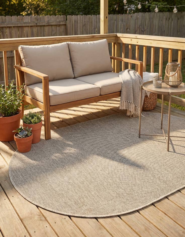 Detail image of 3' x 5' 3  Washable Solid Indoor / Outdoor Oval Rug