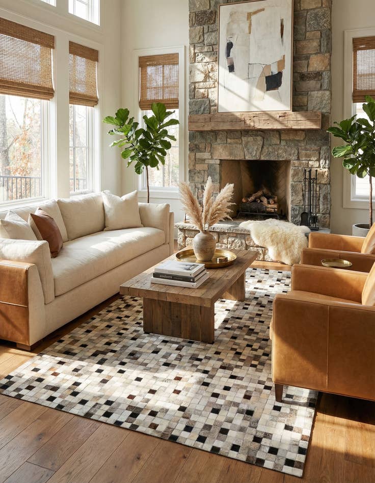 Detail image of  5' x 7' 11 Cowhide - Patchwork Rug