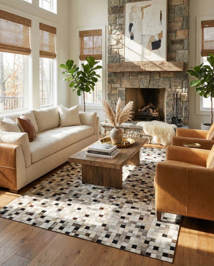 Detail image of 5' x 7' 11 Cowhide - Patchwork Rug