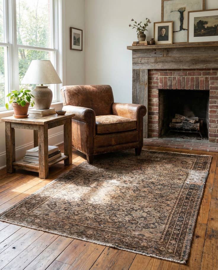 Detail image of 3' 7 x 5' 5 Hand Knotted Ultra Vintage Persian Wool Rug
