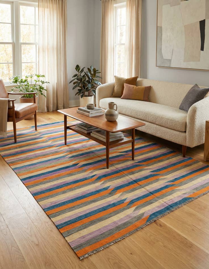 Detail image of  6' 10 x 9' 9  Hand Woven Kilim Modern Wool Rug