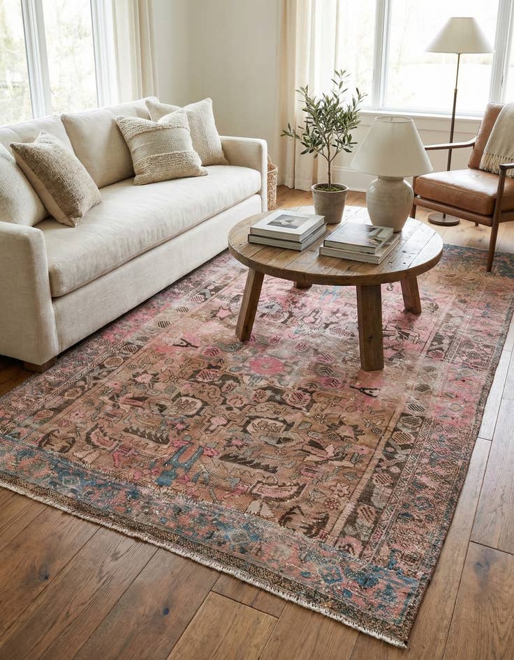 Detail image of 4' 2 x 7'  Hand Knotted Ultra Vintage Persian Wool Rug