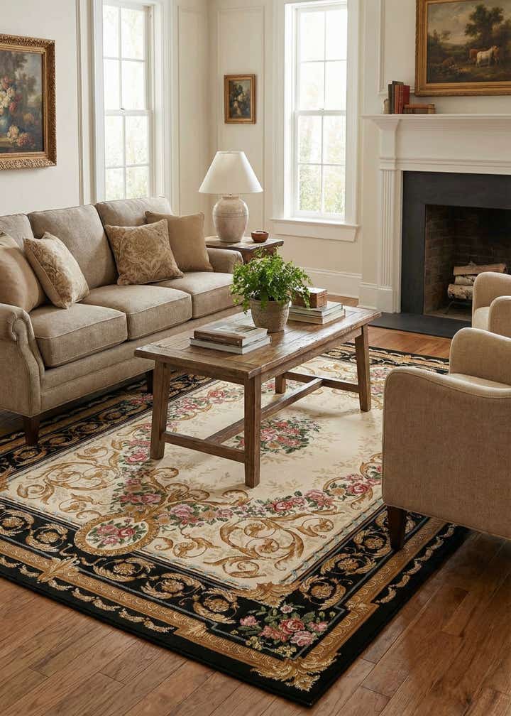 6' x 9' Easy-Clean Traditional Indoor / Outdoor Rug