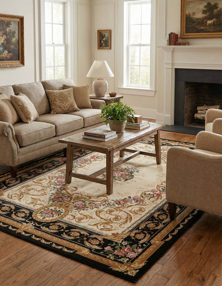 Detail image of 6' x 9'  Washable Traditional Indoor / Outdoor Rug