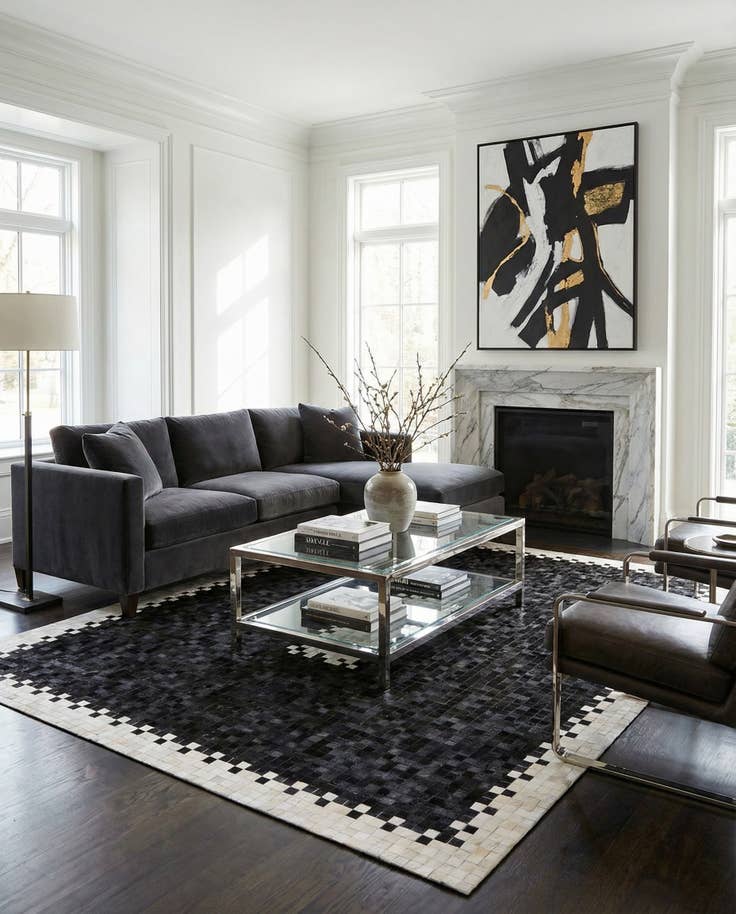 Detail image of 8' 2 x 10' Cowhide Stocks Rug