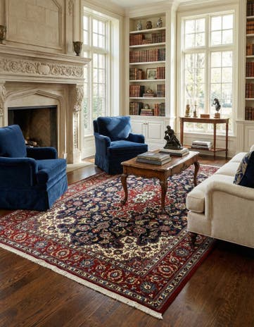 6' 7 x 9' 9 Hand Knotted Qom Persian Rug