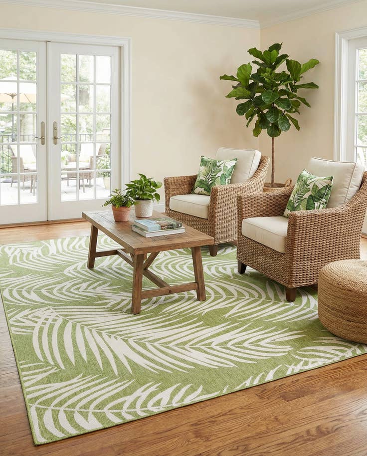 Detail image of 7' 10 x 11' Easy-Clean Botanical Indoor / Outdoor Rug