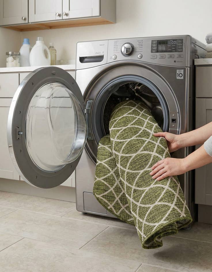 Detail image of  4' x 4'  Washable Lattice Indoor / Outdoor Round Rug