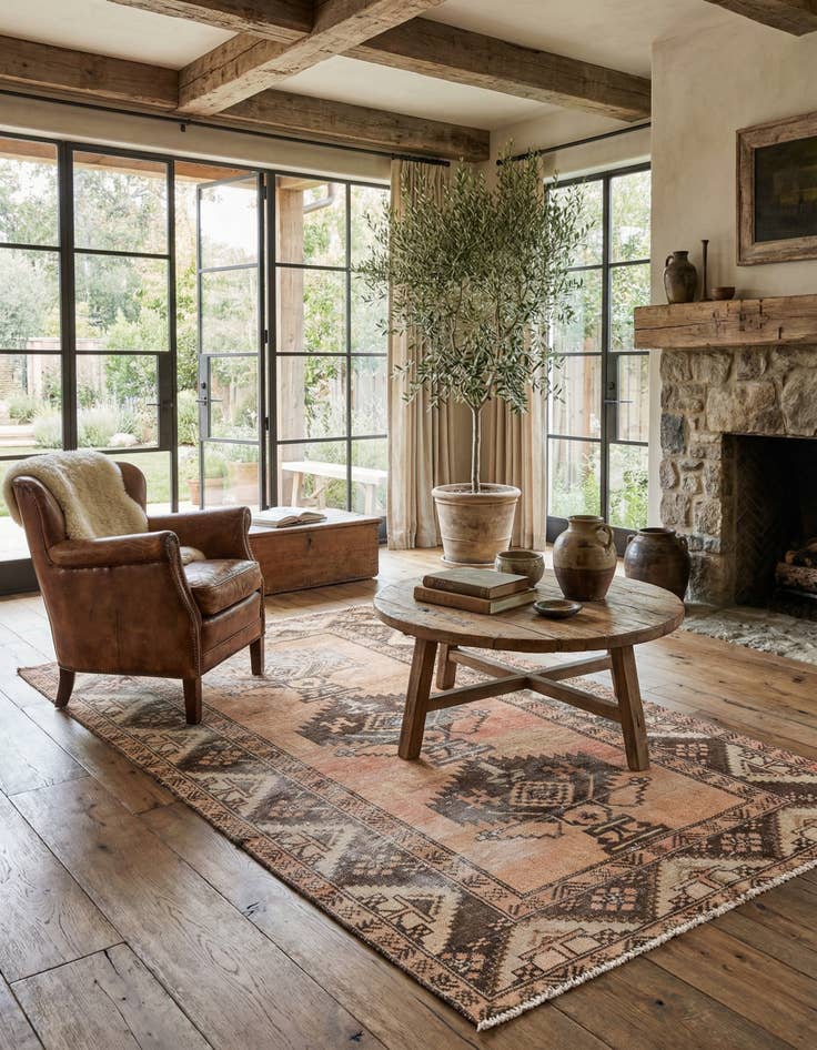 Detail image of 4' x 6' 7  Hand Knotted Ultra Vintage Persian Wool Rug