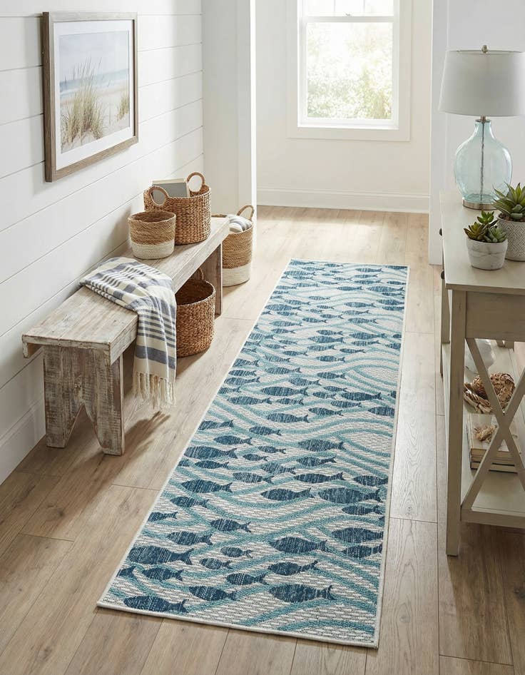 Detail image of 2' x 8' Easy-Clean Coastal Indoor / Outdoor Runner Rug