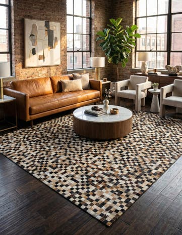 8' x 9' 10 Cowhide Leather Rug