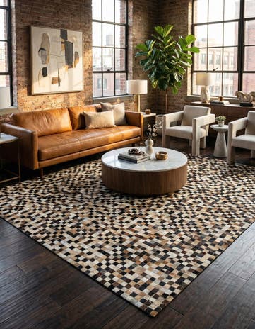8' x 9' 10 Cowhide Leather Rug