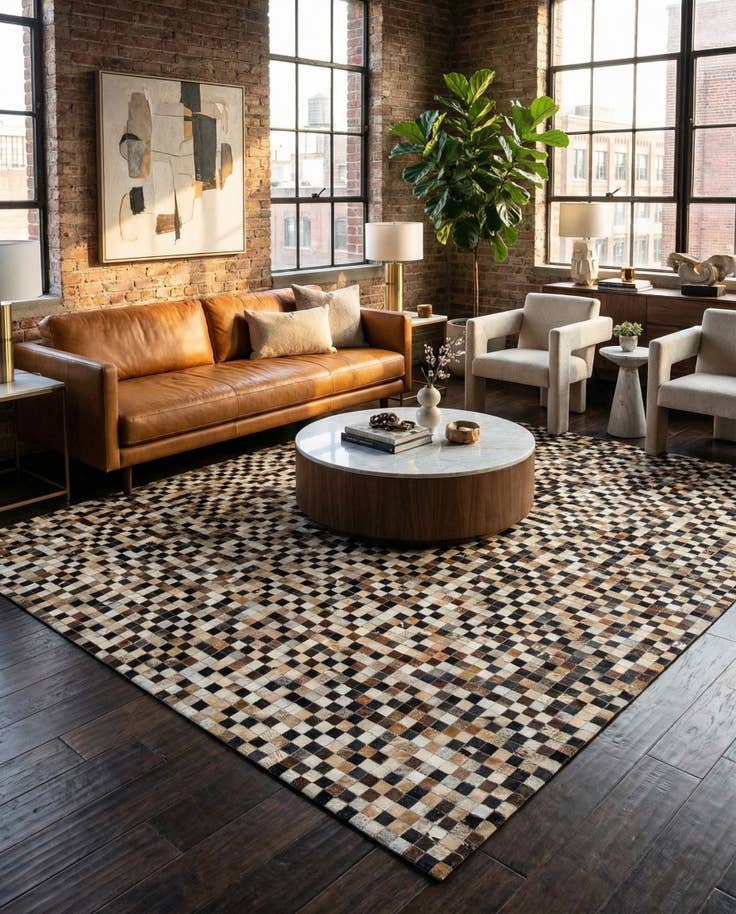 Detail image of 8' x 9' 10 Cowhide Leather Rug