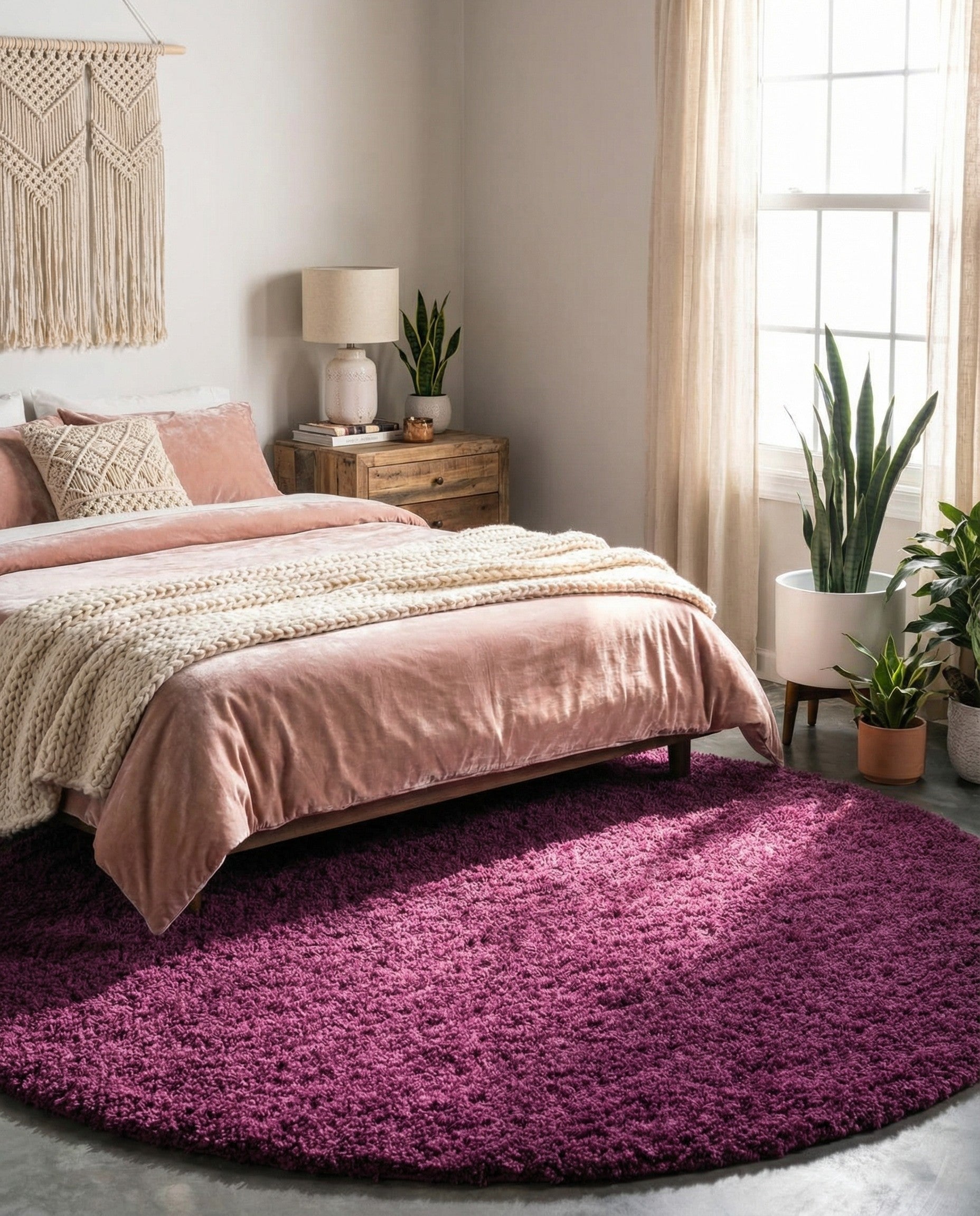  7' 10 x 7' 10 Solid Shag Round Rug