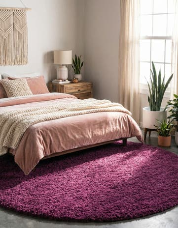 7' 10 x 7' 10 Solid Shag Round Rug