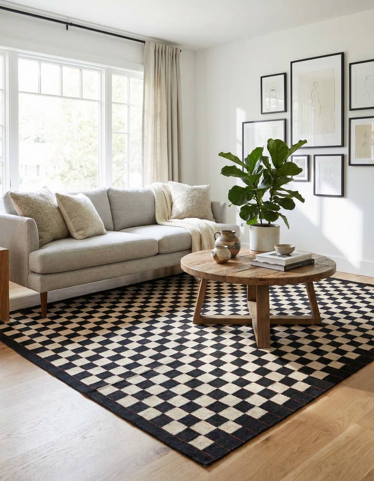 Detail image of 5' 8 x 7' 8  Hand Woven Kilim Modern Wool Rug