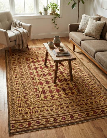 3' 9 x 6' 7 Hand Knotted Sumak Wool Rug