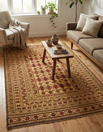 3' 9 x 6' 7 Hand Knotted Sumak Wool Rug