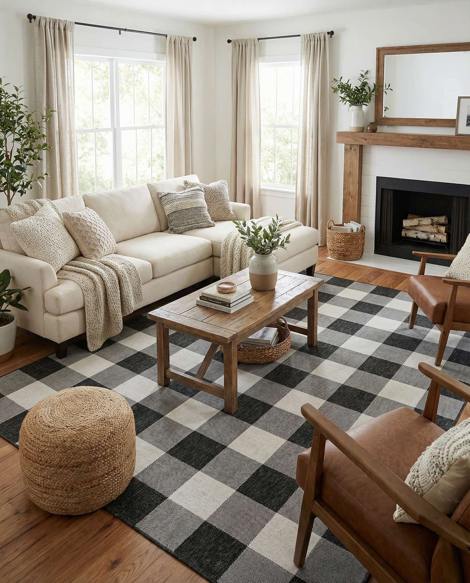 9' x 12' Easy-Clean Checkered Indoor / Outdoor Rug