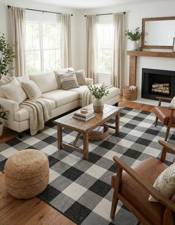 9' x 12' Easy-Clean Checkered Indoor / Outdoor Rug